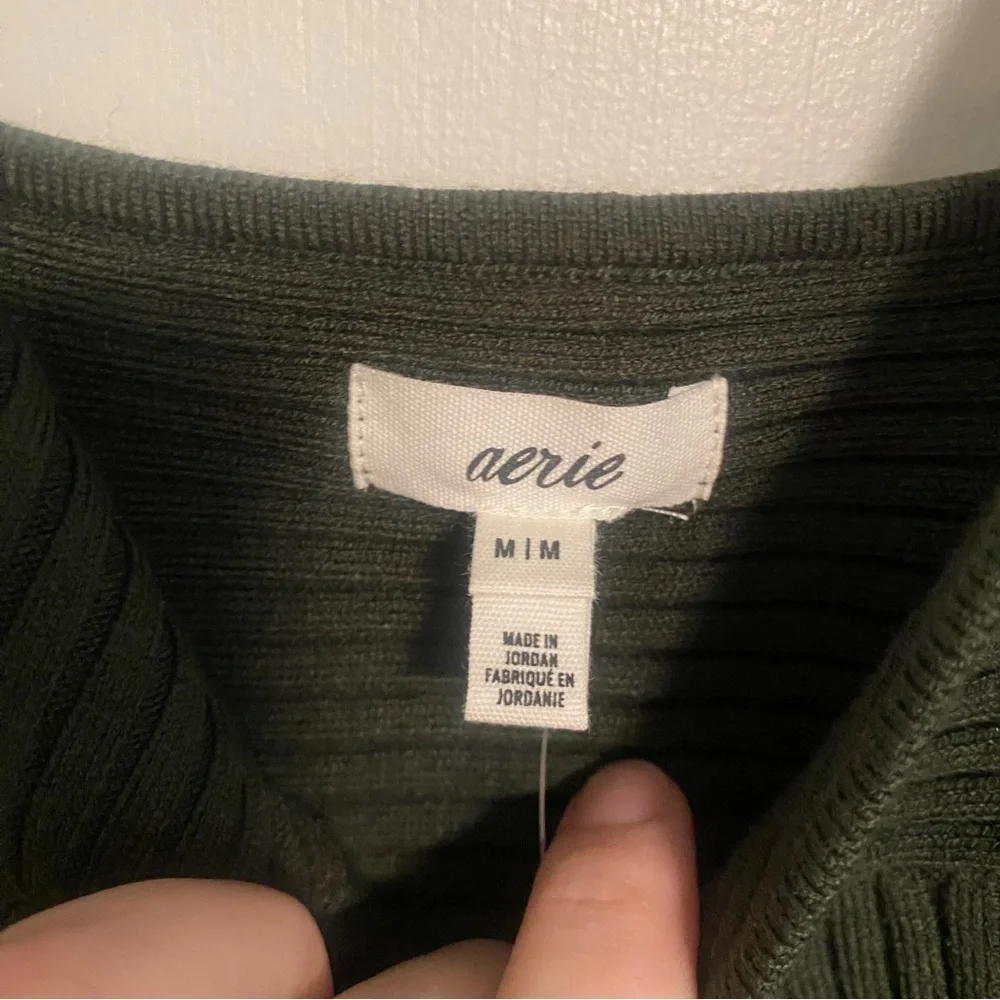 NWT Aerie Bralette Crop Top Wireless Green Stretch Ribbed Women’s Size Medium - Picture 4 of 6